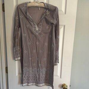 Embroidered Gray Tunic Top